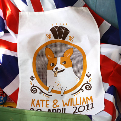 corgi royal wedding tea towel